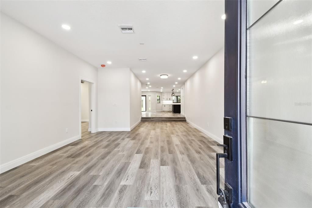 Interior, Kitchen, Recessed Lighting, Wood Texture Flooring