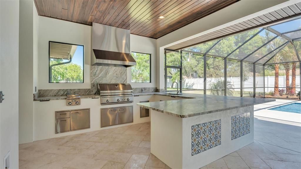 Glass Ceilings, Interior, Kitchen, Pool, Recessed Lighting, Sun Room, Wooden Ceilings