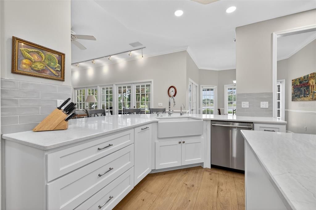 Interior, Kitchen, Recessed Lighting, Wood Texture Flooring