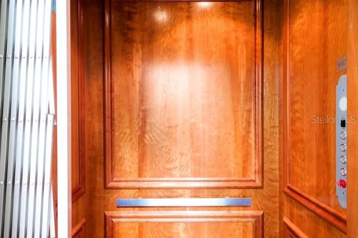 Elevator, Interior, Wooden Walls