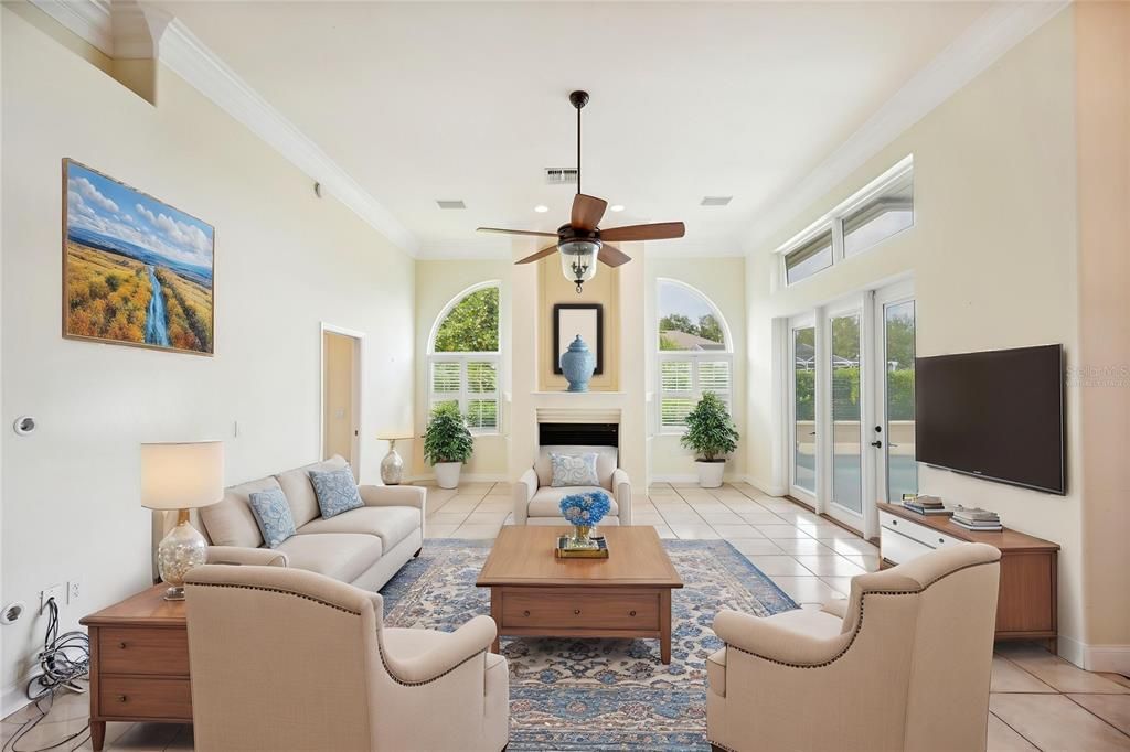 Fireplace, Interior, Living room, Recessed Lighting