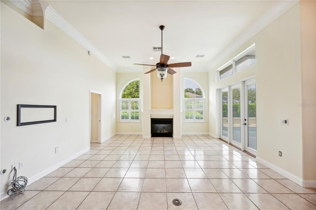 Empty room, Fireplace, Interior, Recessed Lighting