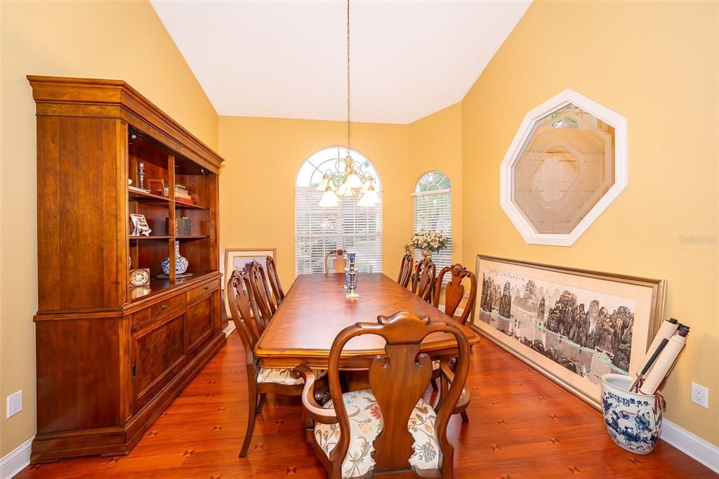 Chandelier, Dining room, Interior, Pendant Lights, Wood Texture Flooring