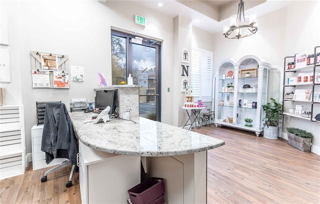 Home Office, Interior, Pendant Lights, Recessed Lighting, Wood Texture Flooring