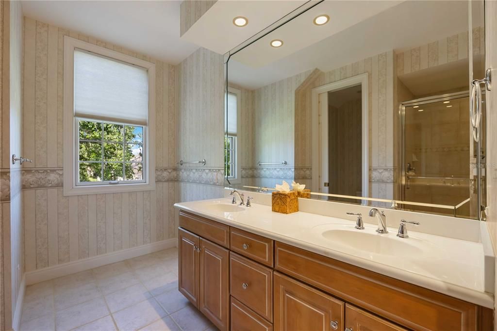 Bathroom, Dual Sink Vanities, Glass Shower, Interior, Recessed Lighting