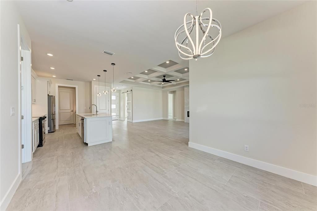 Empty room, Interior, Kitchen, Pendant Lights, Recessed Lighting