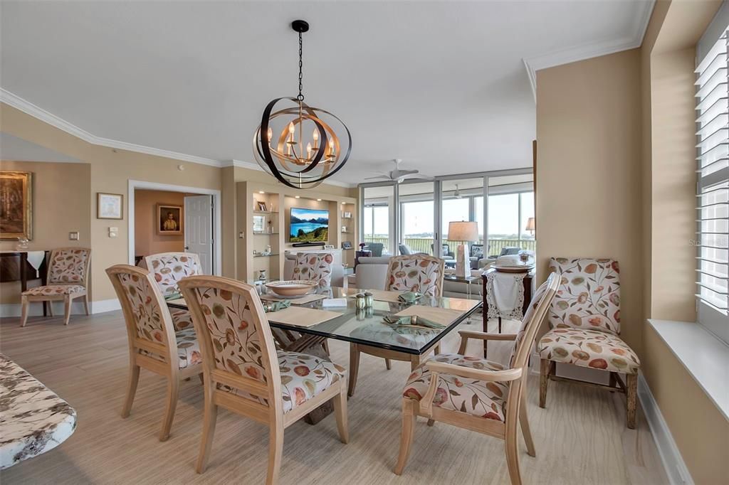 Chandelier, Dining room, Interior, Wood Texture Flooring