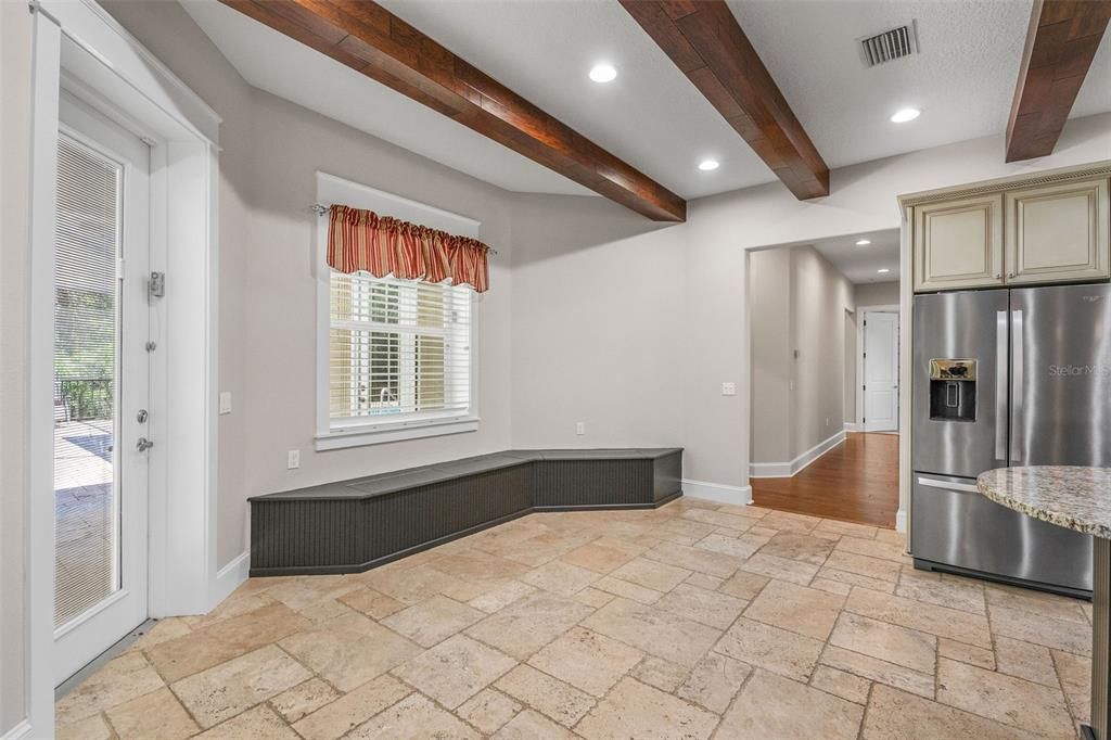 Interior, Recessed Lighting, Stainless Steel Appliances, Wooden Beams