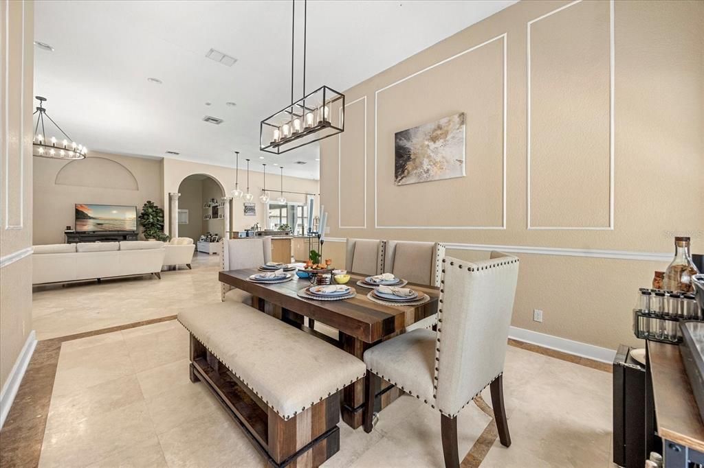 Dining room, Interior, Living room, Pendant Lights, Recessed Lighting