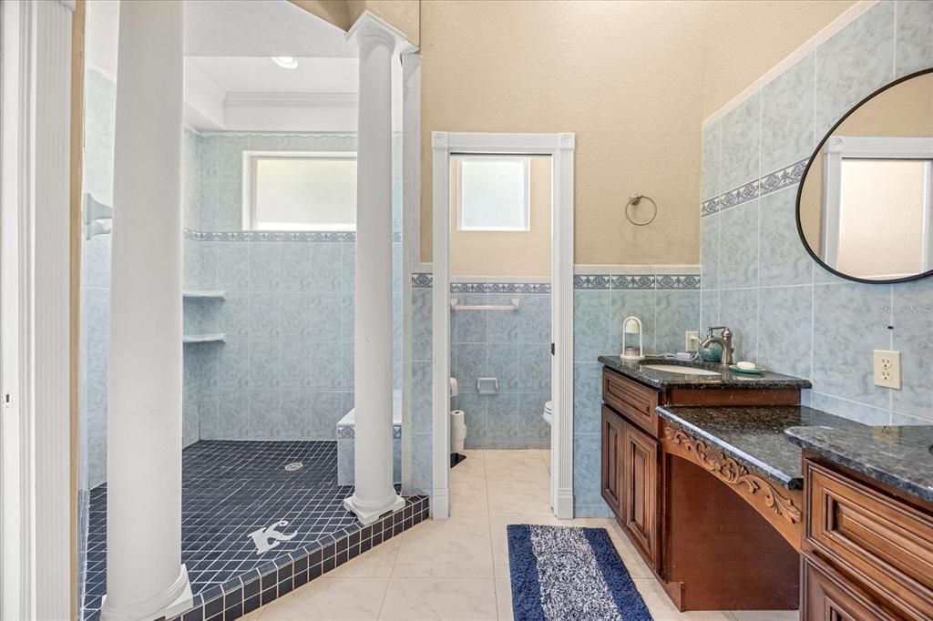 Bathroom, Dual Sink Vanities, Glass Shower, Interior, Recessed Lighting