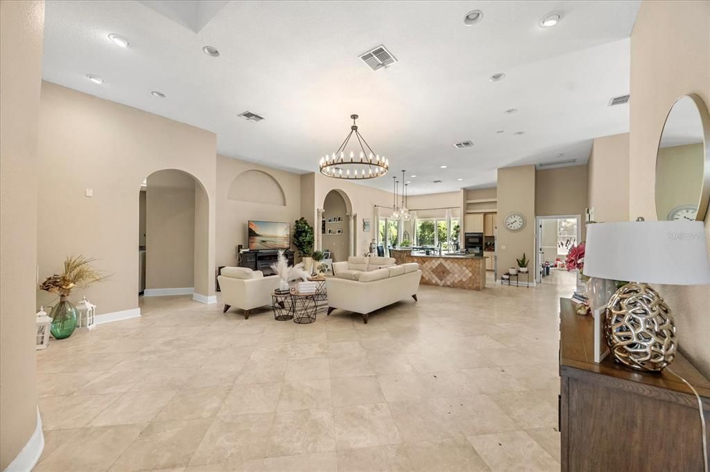 Chandelier, Fireplace, Interior, Living room, Pendant Lights, Recessed Lighting