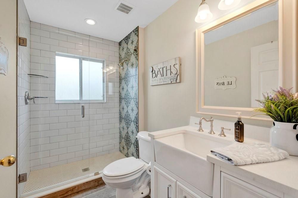 Bathroom, Glass Shower, Interior, Recessed Lighting