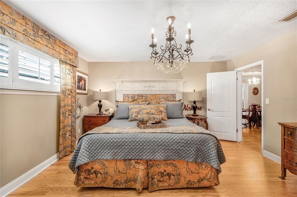 Bedroom, Chandelier, Interior, Wood Texture Flooring