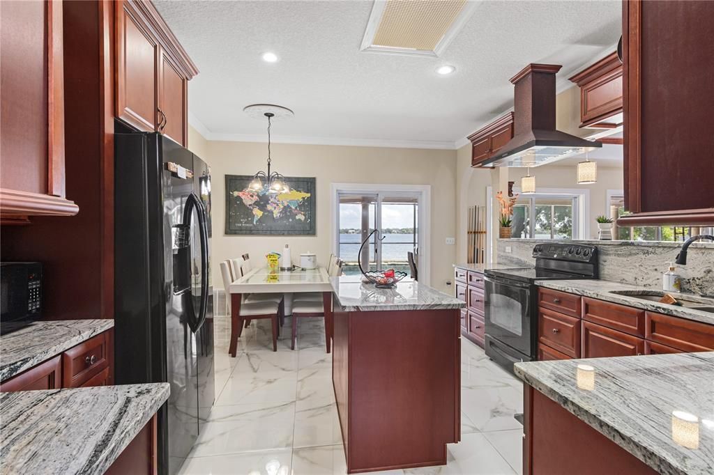 Chandelier, Dining room, Interior, Kitchen, Marble, Pendant Lights, Recessed Lighting, Water