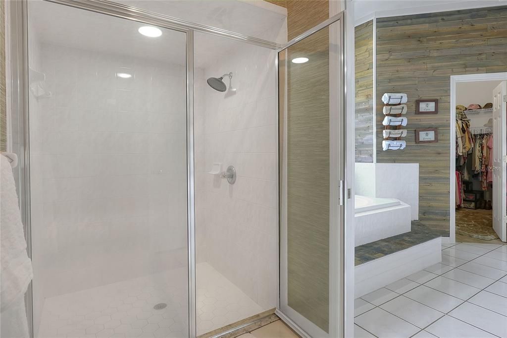 Bathroom, Glass Shower, Interior, Recessed Lighting, Wooden Walls