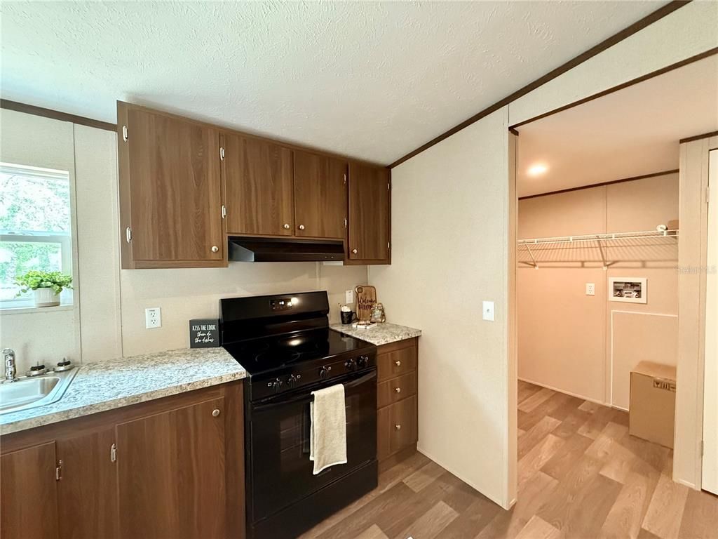 Interior, Kitchen, Recessed Lighting, Wood Texture Flooring