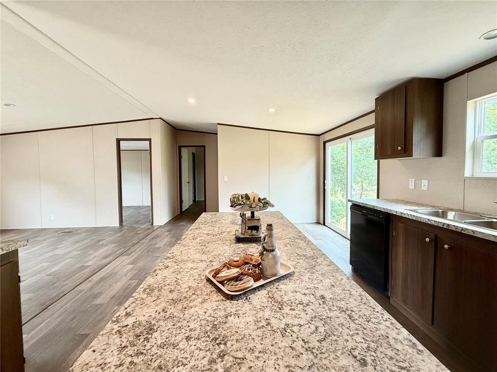 Interior, Kitchen, Recessed Lighting, Wood Texture Flooring