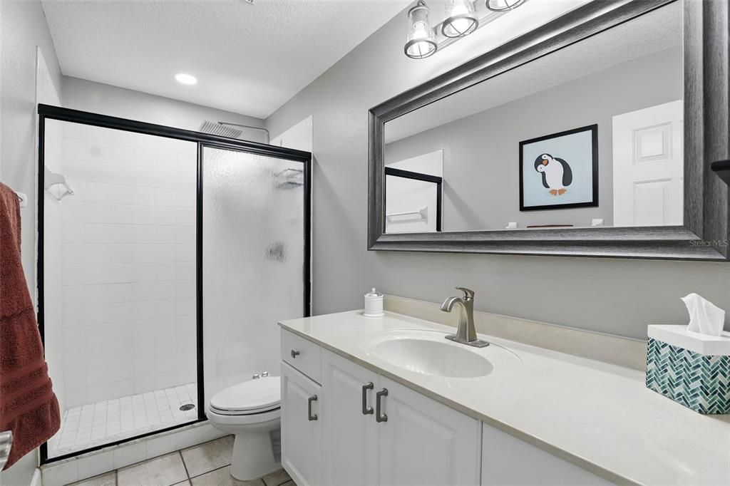 Bathroom, Glass Shower, Interior, Recessed Lighting