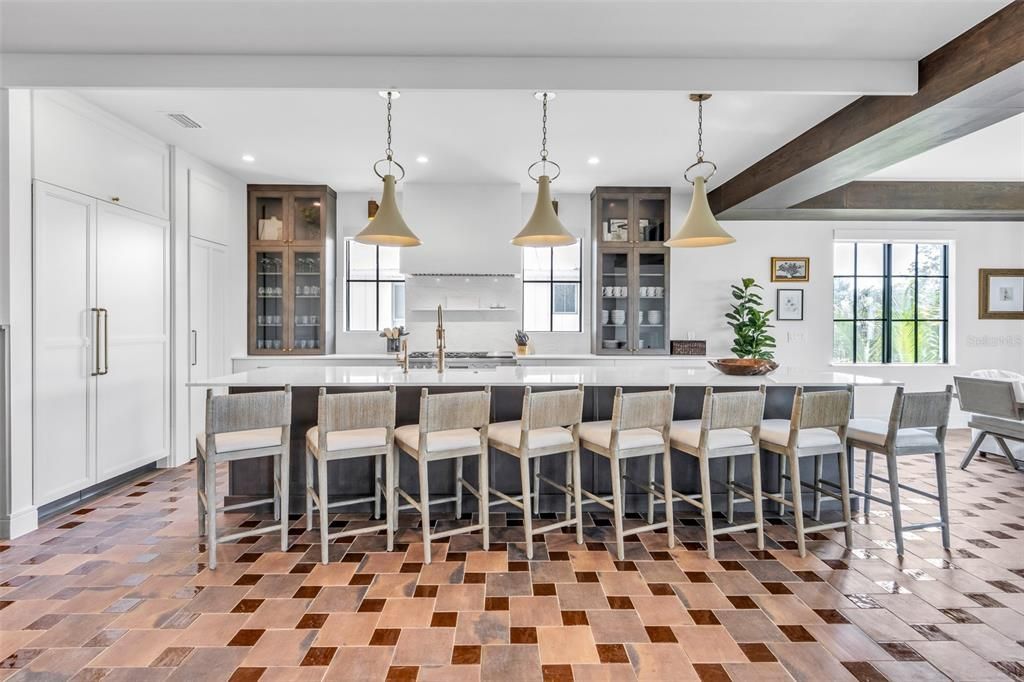 Interior, Kitchen, Pendant Lights, Recessed Lighting, Wooden Beams