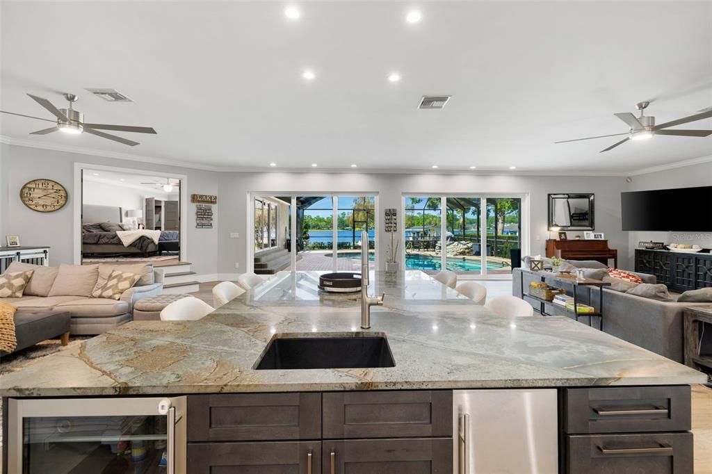 Interior, Kitchen, Living room, Recessed Lighting, Water