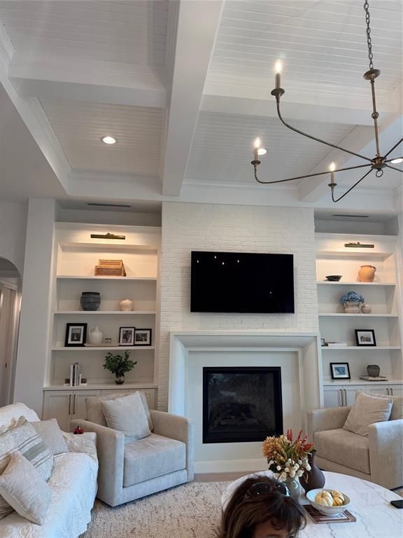 Fireplace, Interior, Living room, Pendant Lights, Recessed Lighting