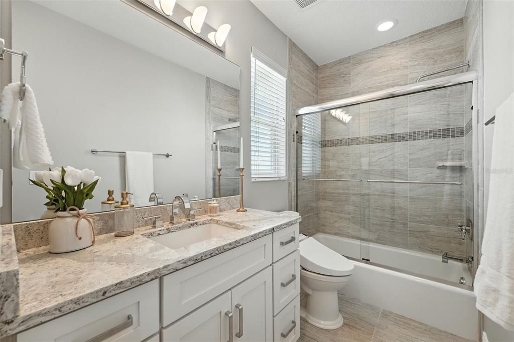 Bathroom, Dual Sink Vanities, Glass Shower, Interior, Recessed Lighting