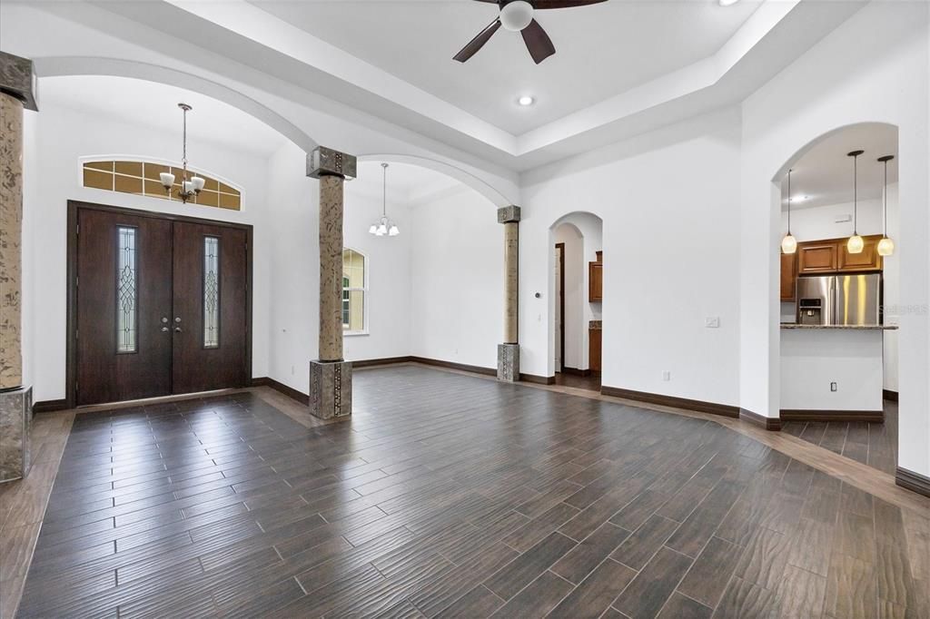 Chandelier, Interior, Pendant Lights, Recessed Lighting, Wood Texture Flooring