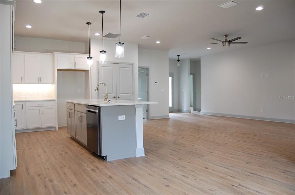 Interior, Kitchen, Pendant Lights, Recessed Lighting, Wood Texture Flooring