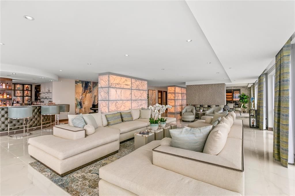 Interior, Living room, Marble, Recessed Lighting