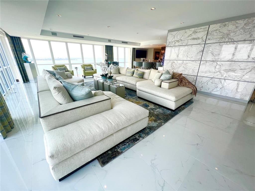 Interior, Living room, Marble, Marble Walls, Recessed Lighting