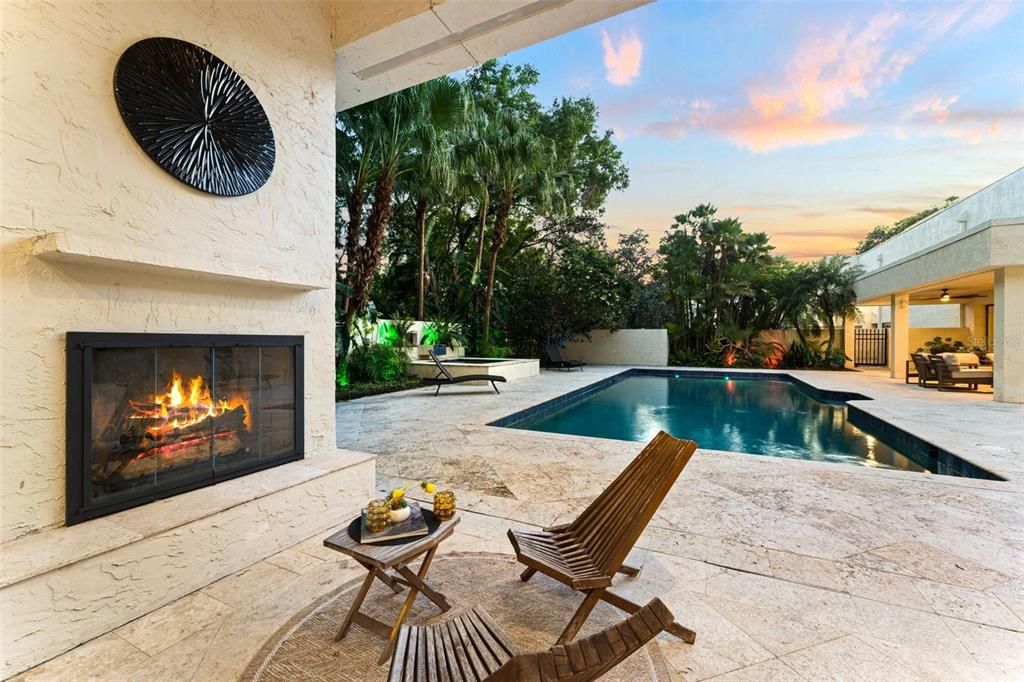 Exterior, Fireplace, Pool