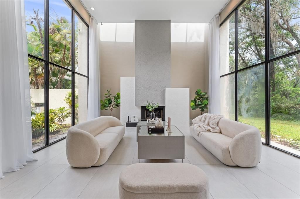 Fireplace, Interior, Living room, Recessed Lighting