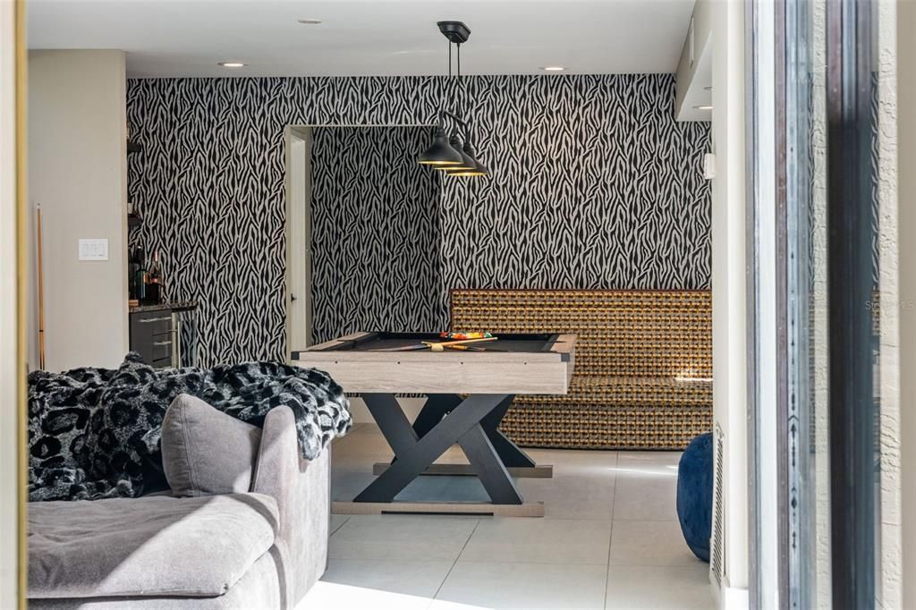 Billiard Table, Game Room, Interior, Pendant Lights, Recessed Lighting