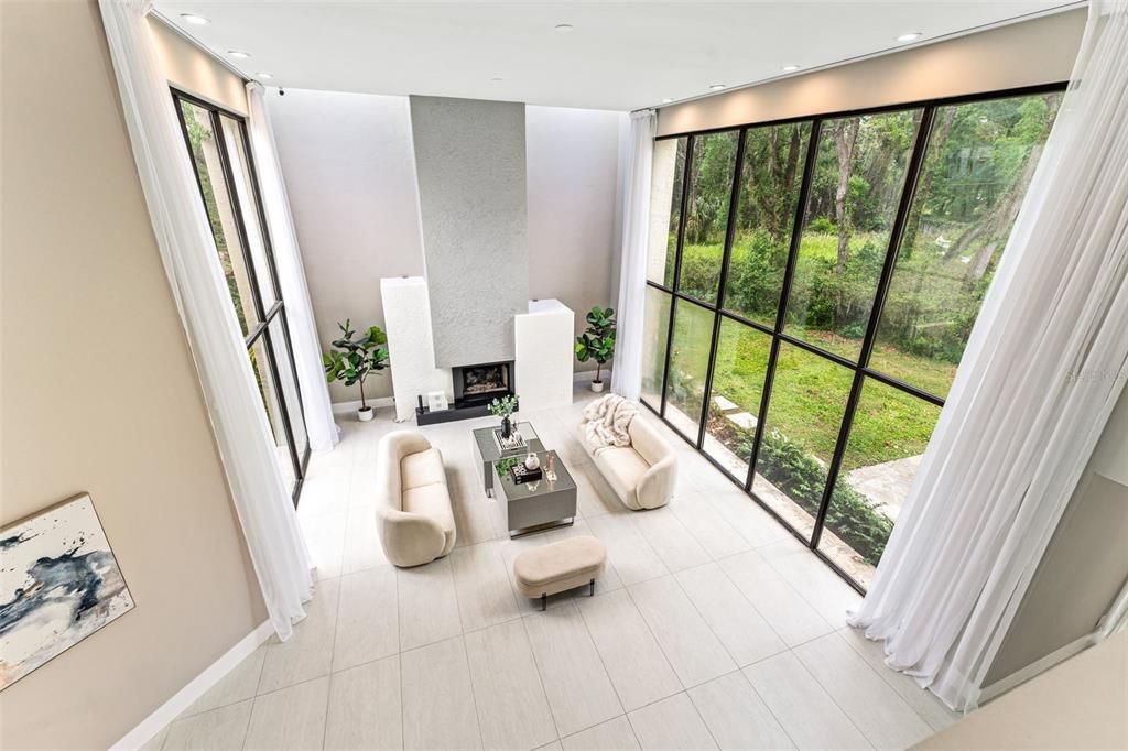 Fireplace, Interior, Living room, Recessed Lighting