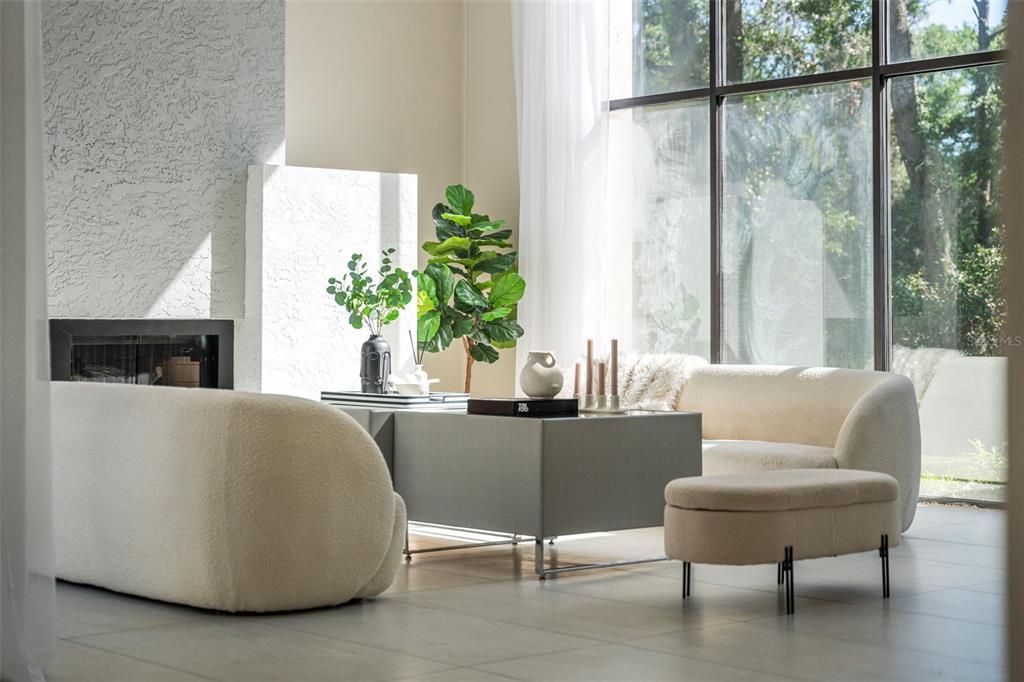 Fireplace, Interior, Stone Walls