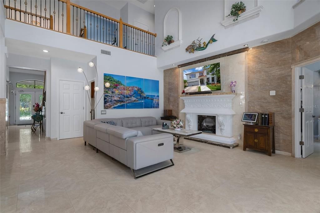 Fireplace, Interior, Living room, Recessed Lighting