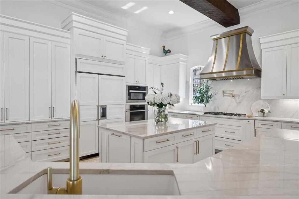 Interior, Kitchen, Recessed Lighting, Stainless Steel Appliances, Wooden Beams
