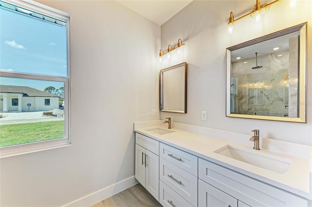 Bathroom, Dual Sink Vanities, Interior, Wood Texture Flooring
