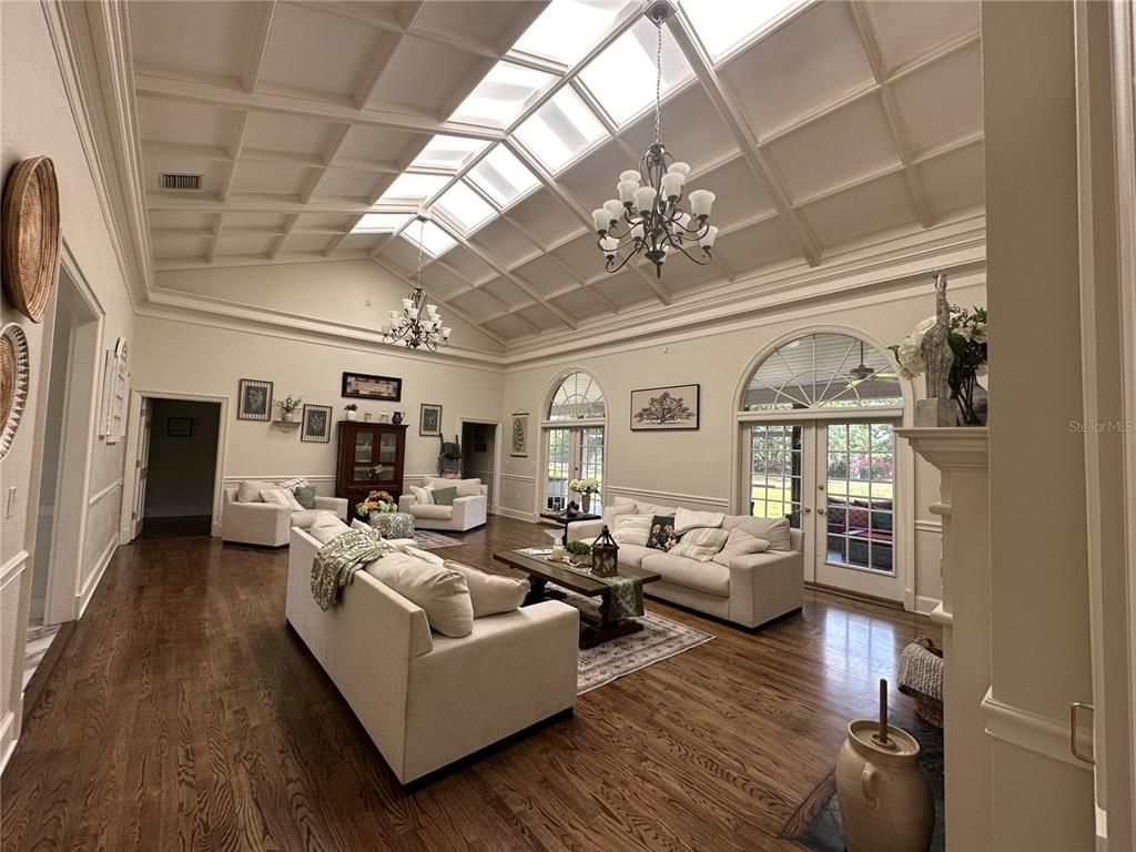 Chandelier, Fireplace, Interior, Living room, Wood Texture Flooring