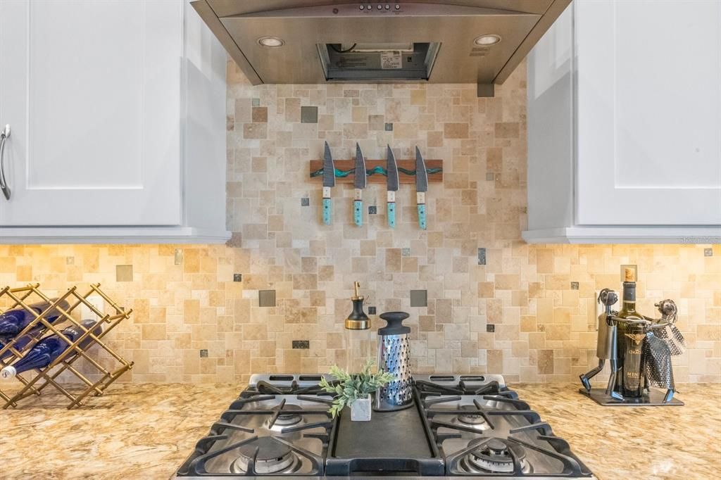 Interior, Kitchen, Recessed Lighting, Stone Walls