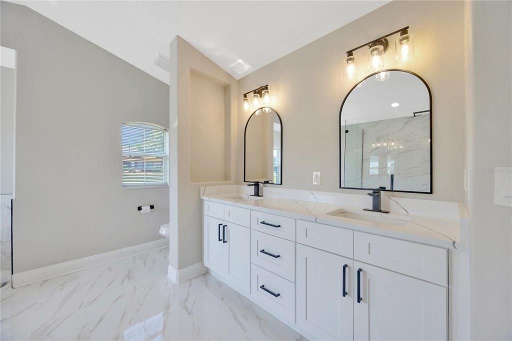 Bathroom, Dual Sink Vanities, Interior, Marble