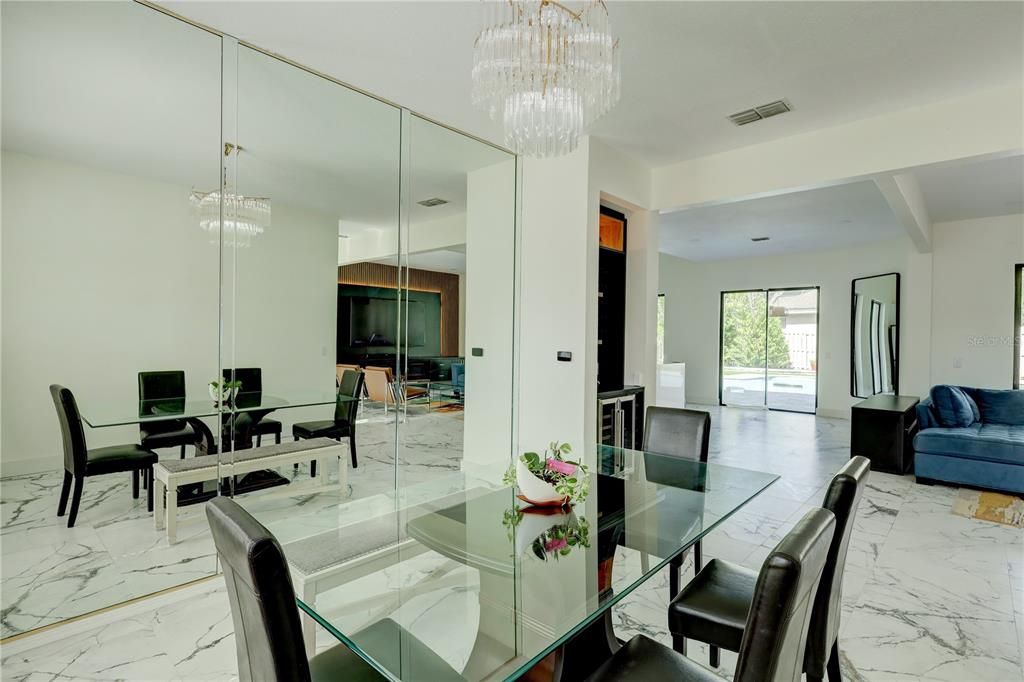 Chandelier, Dining room, Interior, Marble