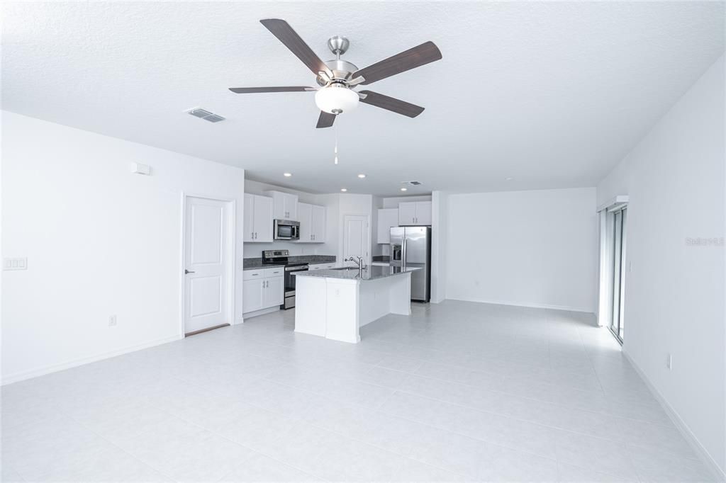 Empty room, Interior, Kitchen, Recessed Lighting, Stainless Steel Appliances