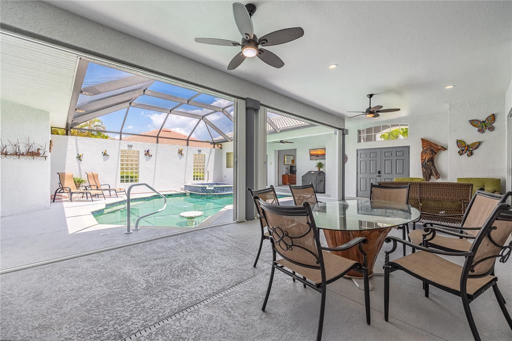 Dining room, Glass Ceilings, Interior, Pool, Recessed Lighting, Sun Room