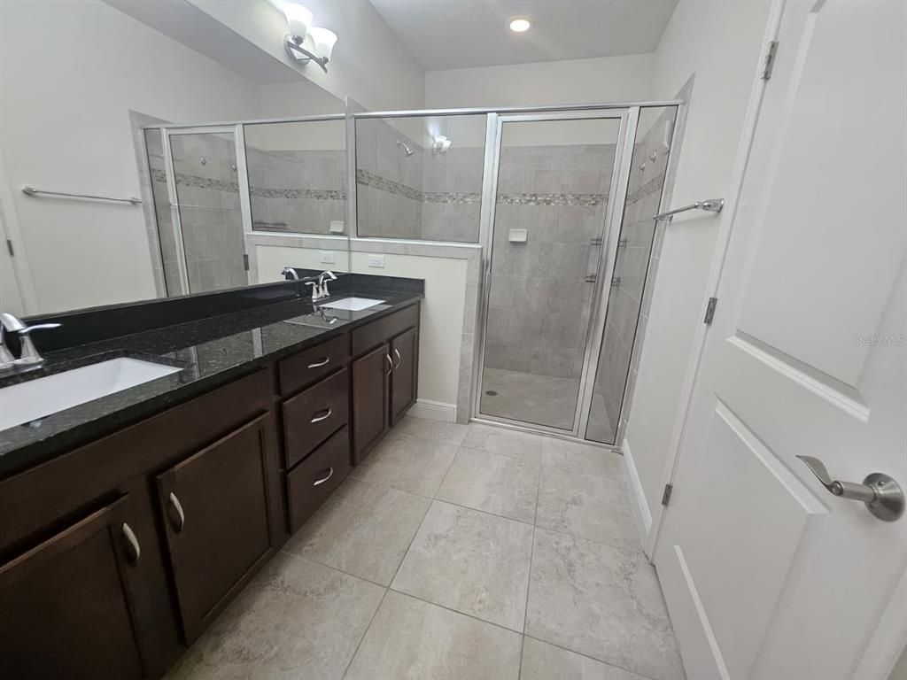 Bathroom, Dual Sink Vanities, Glass Shower, Interior, Recessed Lighting