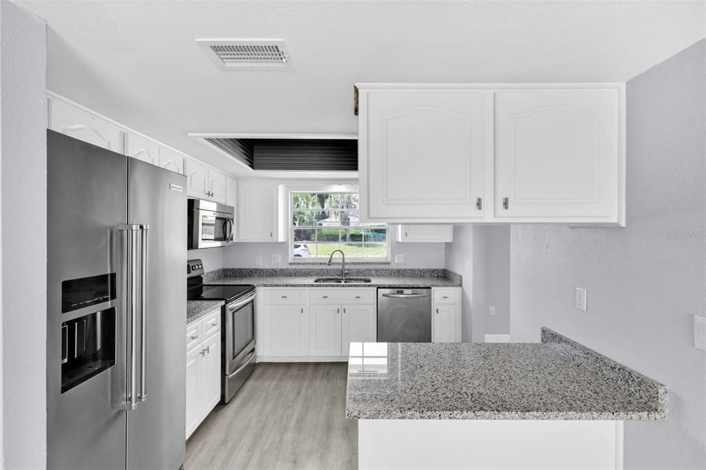 Interior, Kitchen, Stainless Steel Appliances, Wood Texture Flooring