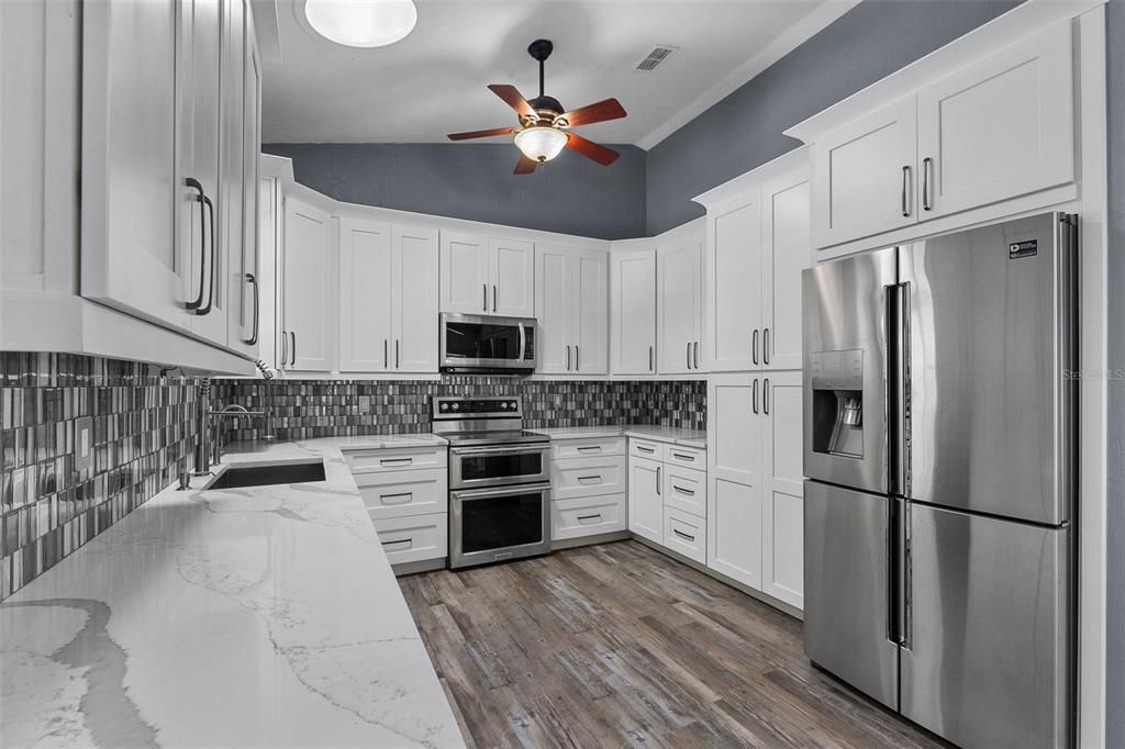 Interior, Kitchen, Stainless Steel Appliances, Wood Texture Flooring