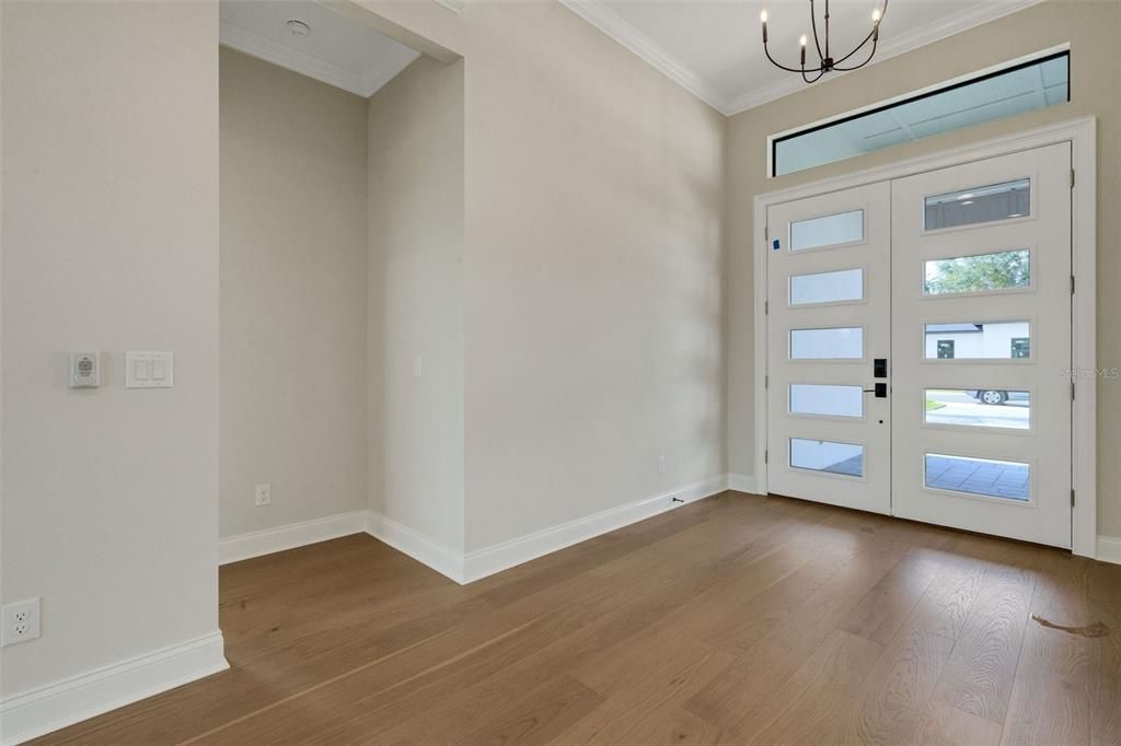 Empty room, Interior, Pendant Lights, Wood Texture Flooring