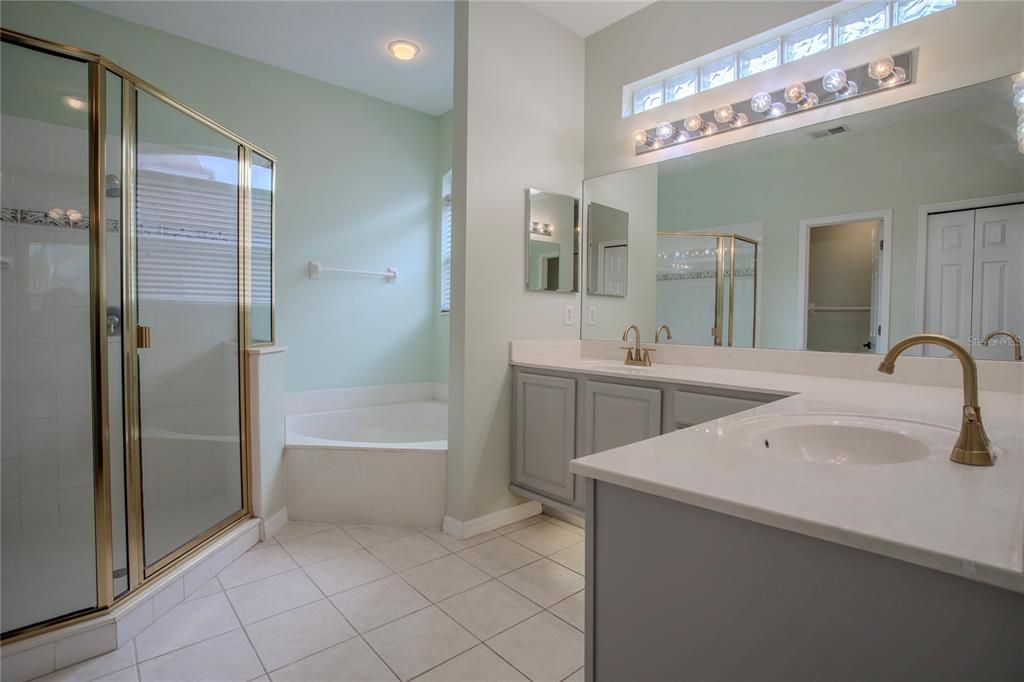 Bathroom, Dual Sink Vanities, Glass Shower, Interior, Recessed Lighting
