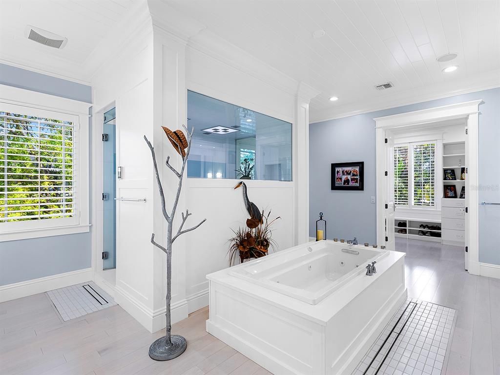 Bathroom, Interior, Recessed Lighting, Wood Texture Flooring